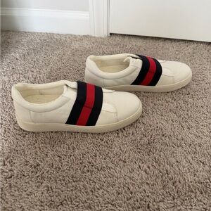 Nine West Cream Sneakers with Red and Blue Stripes